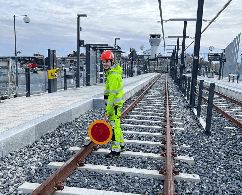 Man working at a train track